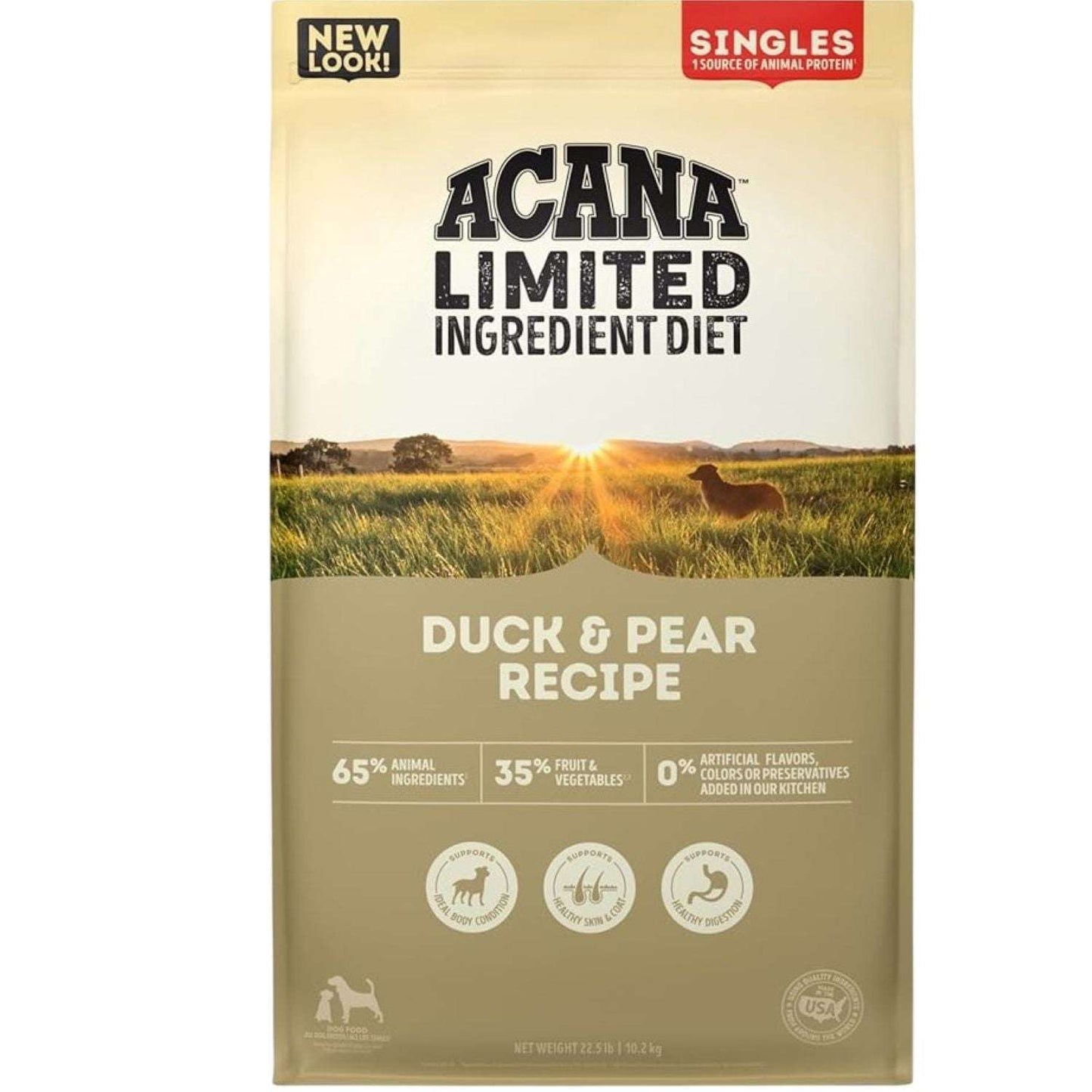 Acana Singles Duck & Pear Alimento con Pato y Pera para Perros - Todas las Razas - Sin Cereales - 25 lb Black Dog Panamá