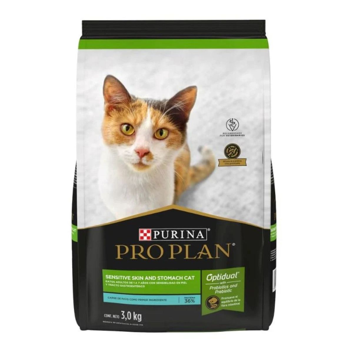 Purina Pro Plan Sensitive Skin & Stomach Alimento con Pavo para Gatos Adultos - Piel Sensible y Estómago Sensible - 3 kg