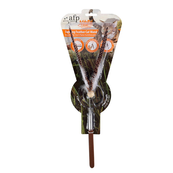 Natural Instinct - Swirling Feather Cat Wand - Bait - Black Dog Panamá