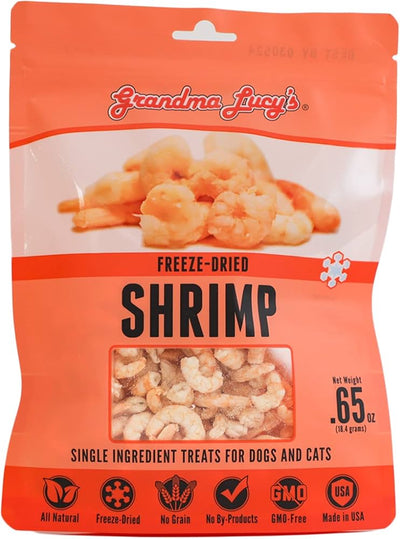 Grandma Lucy's Singles Shrimp Treats Snack de Camarón para Perros y Gatos – 0.65 oz
