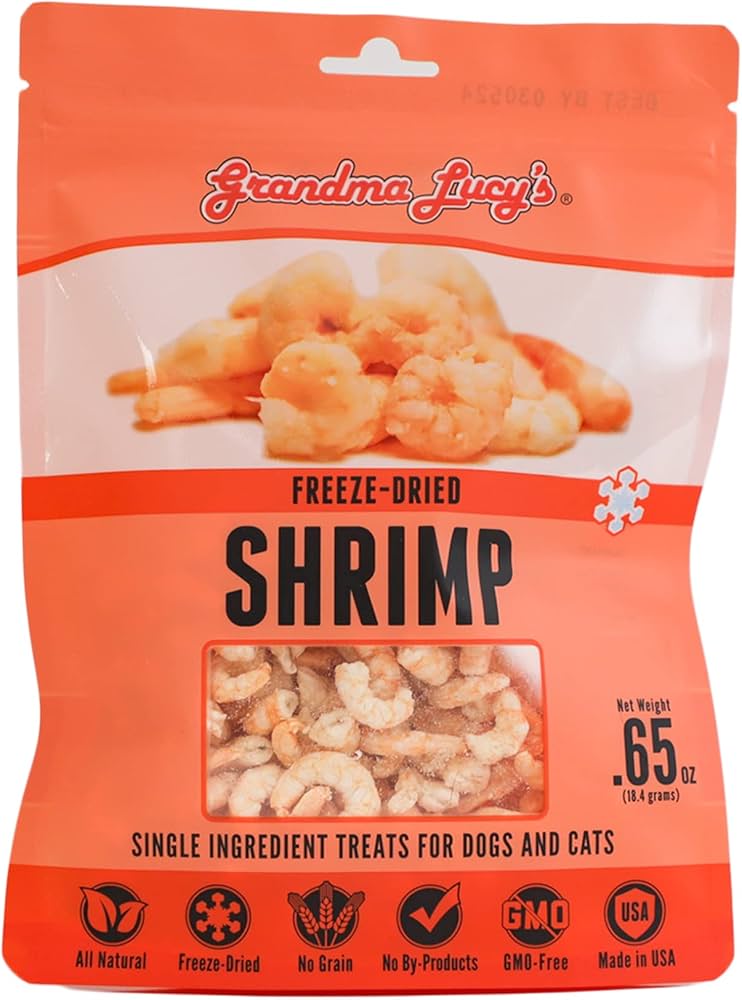 Grandma Lucy's Singles Shrimp Treats Snack de Camarón para Perros y Gatos – 0.65 oz