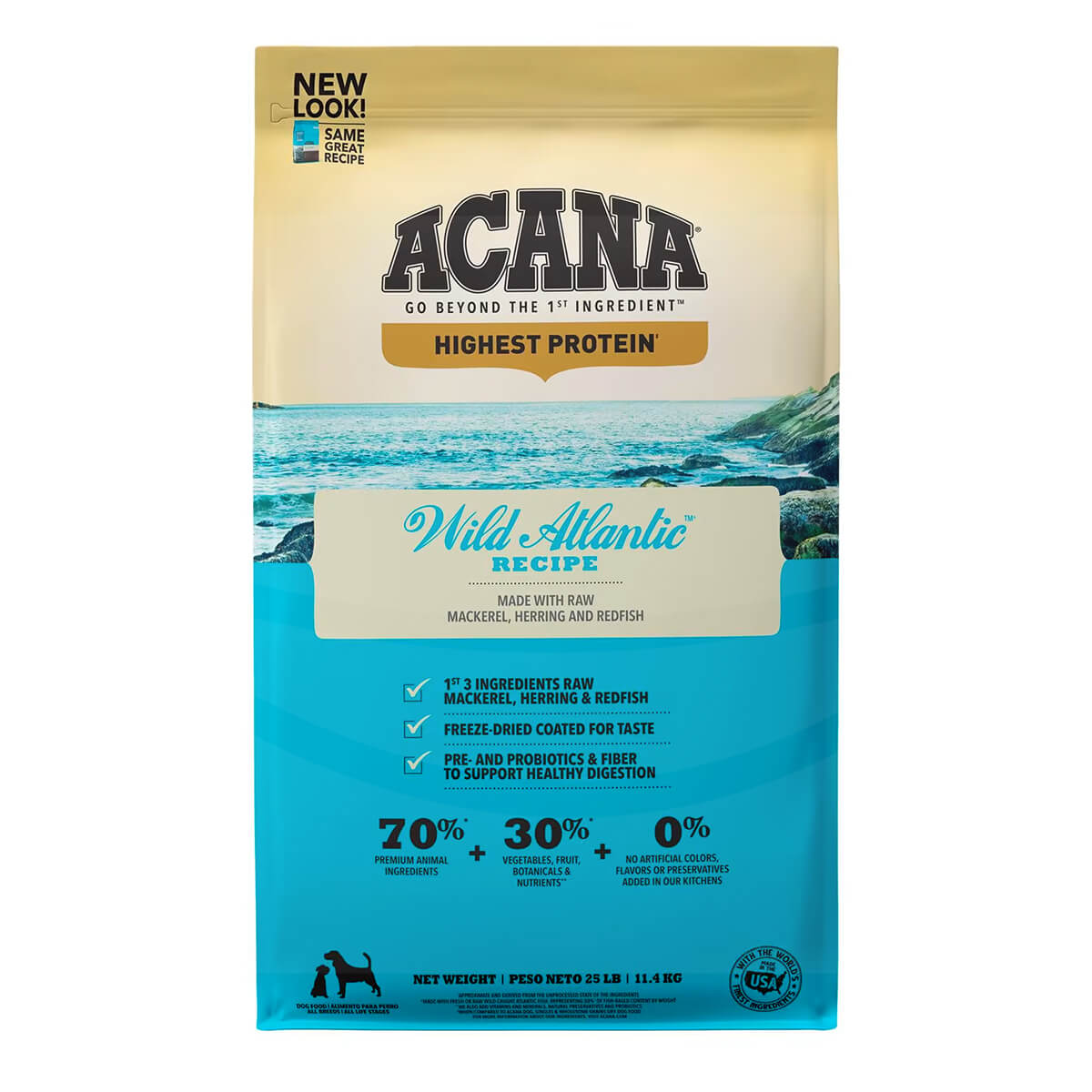 Acana Wild Atlantic Alimento con Pescado del Atlántico para Perros - Todas las Razas - Sin Cereales - 25 lb