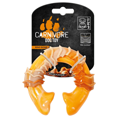 CARNIVORE Dog Toy Ring Bone - Bacon scent 10.8 x 9.7 x 3.6 cm - Black Dog Panamá
