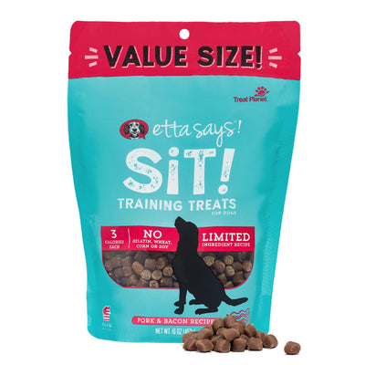 Etta Says Sit! Training Treats Snack con Tocino para Perros – 16 oz