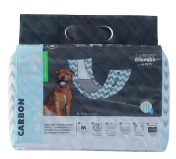 CARBON DIAPERS - Male Dog - (M) - 18 pcs - Black Dog Panamá