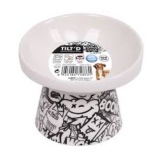 URBANSTYLE TILT'D Raised Ceramic Bowl Black & White - L - Black Dog Panamá