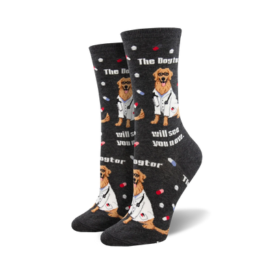 THE DOGTOR IS IN – Gris Carbón (Charcoal Heather) – Talla 9-11 - Black Dog Panamá