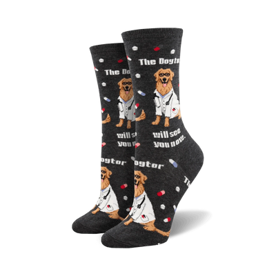 THE DOGTOR IS IN – Gris Carbón (Charcoal Heather) – Talla 9-11 - Black Dog Panamá