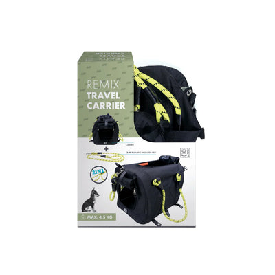 REMIX Travel Carrier 2 in 1 with Leash/Shoulder Belt - Black & Yellow - Black Dog Panamá
