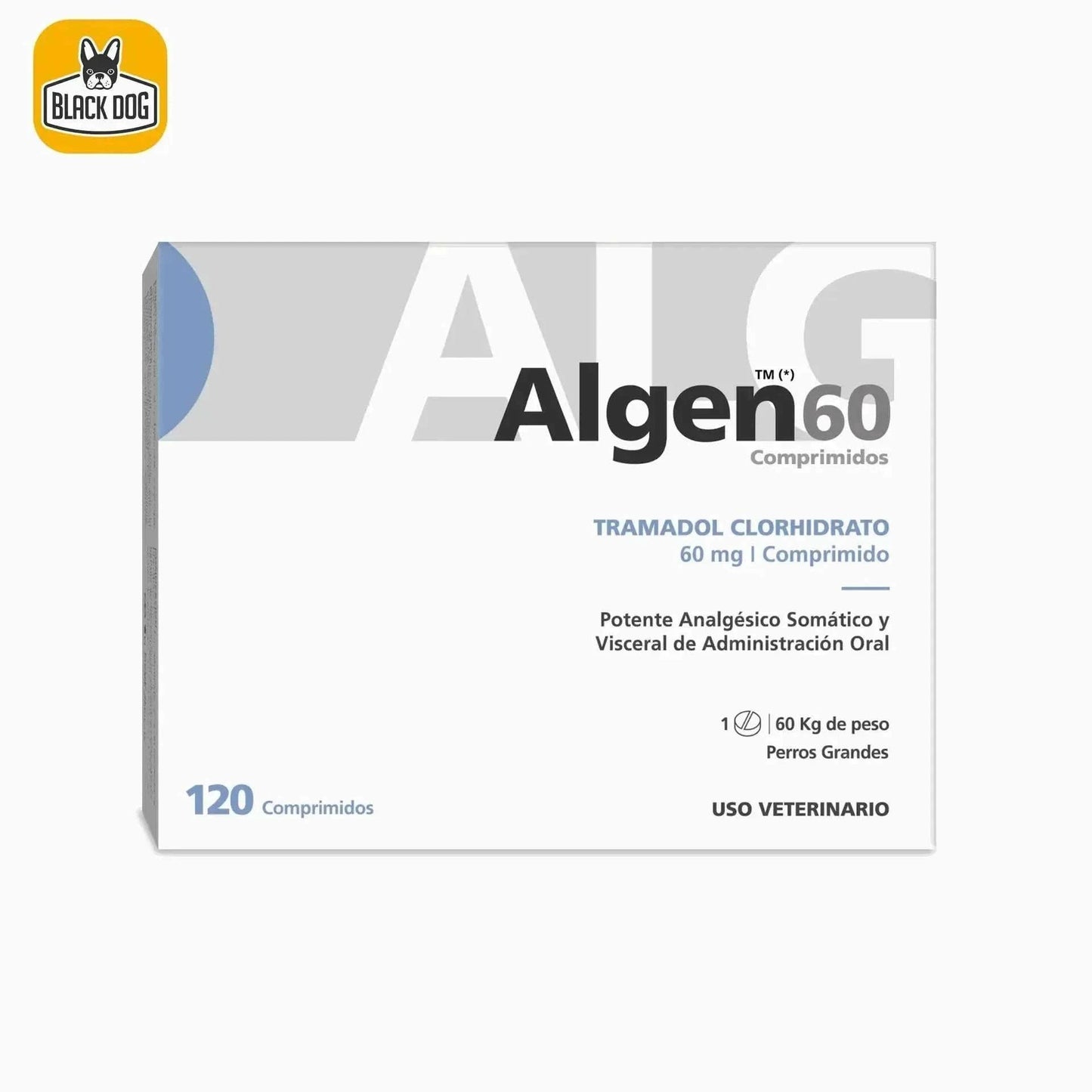 Algen 60mg para perros grandes caja 120 comprimidos Tramadol clorhidrato analgesico uso veterinario