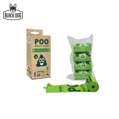 Poo 100% Compostable & Biodegradable Dog Waste Bags (60 bags) - Black Dog Panamá