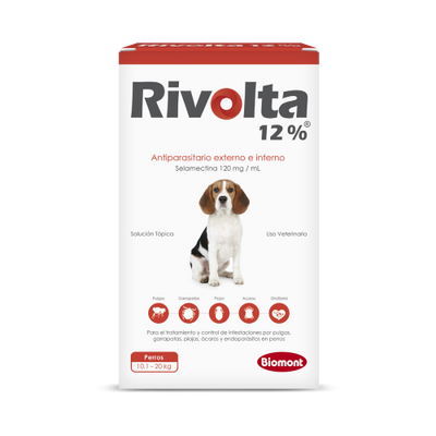 RIVOLTA ROJO 10.1-20KG - 12%X0.25ML (SELAMECTINA 120ML) - Black Dog Panamá