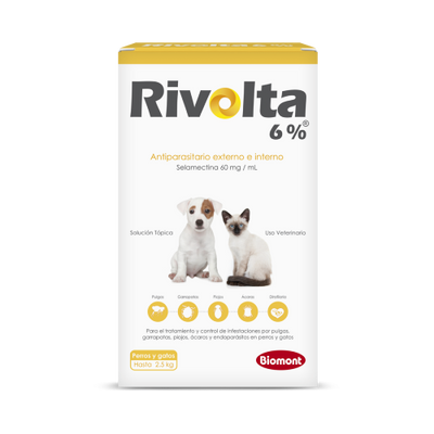 RIVOLTA AMARILLO HASTA 2.5KG-12%X0.25ML (SELAMECTINA 120MG) - Black Dog Panamá