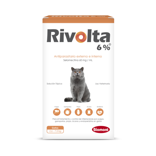 RIVOLTA NARANJA 2.6KG-7.5KG- 12%X0.25ML (SELAMECTINA 120MG) - Black Dog Panamá