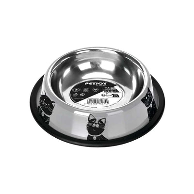 PETJOY DogFamily Stainless Bowl L - Black & White 1650 ml - Black Dog Panamá