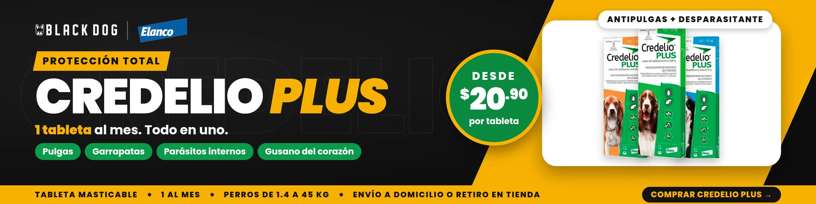 Credelio Plus: 1 tableta al mes, todo en uno