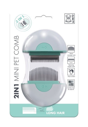M-pets 2 In 1 Mini Pet Comb For Long Hair - Green