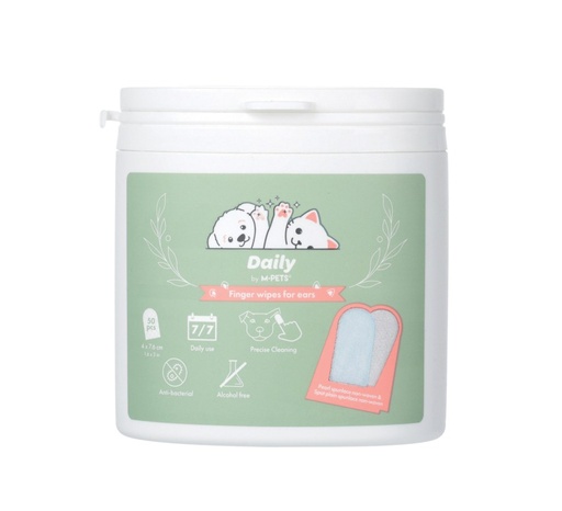 M-pets Daily Double-sided Finger Wipes For Ears 50 Pcs
