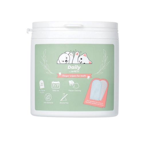 M-pets Daily Double-sided Finger Wipes For Teeth - 50 Pcs