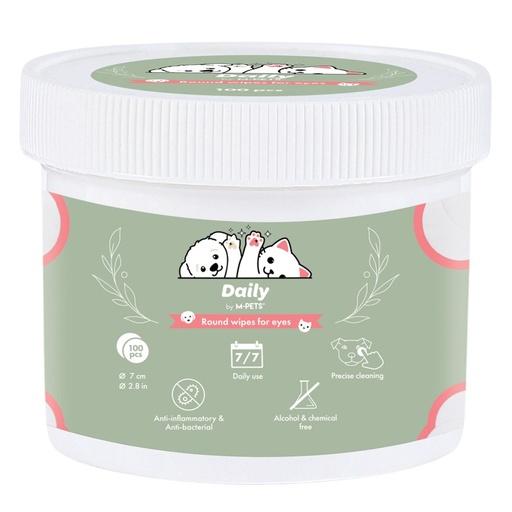 M-pets Daily Round Wipes For Eyes 100 Pcs