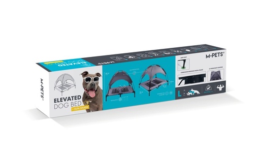 M-pets Elevated Dog Bed With Sun Shade L
