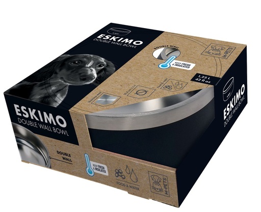 M-pets Eskimo Double Wall Bowl 1.25l - Black