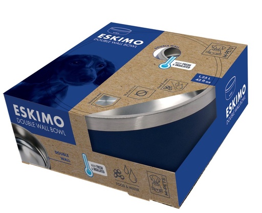 M-pets Eskimo Double Wall Bowl 1.25l - Blue