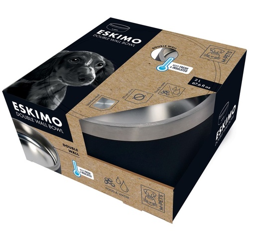 M-pets Eskimo Double Wall Bowl 2l - Black