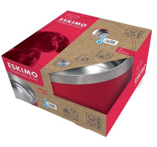 M-pets Eskimo Double Wall Bowl 2l - Red