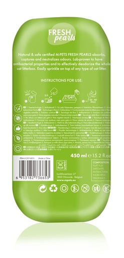 M-pets Fresh Pearls Natural Cat Litter Deodoriser - Grass 450ml