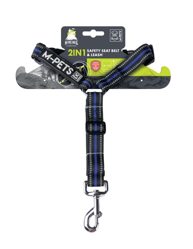 M-pets Hiking 2 In 1 Safety Seat Belt & Leash - Electronic Blue