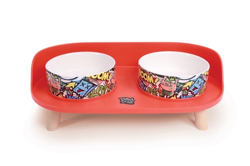 M-pets Altitude Urban Style Double Raised Pet Bowl Multicolour