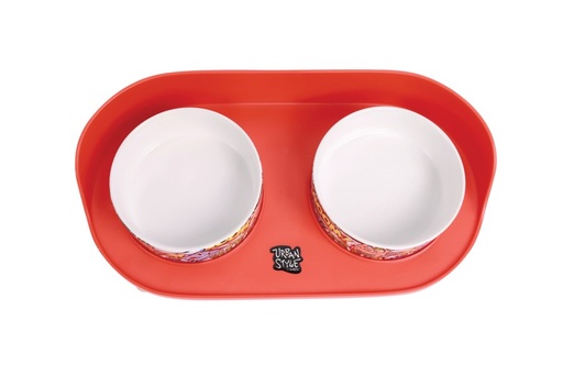 M-pets Altitude Urban Style Double Raised Pet Bowl Multicolour