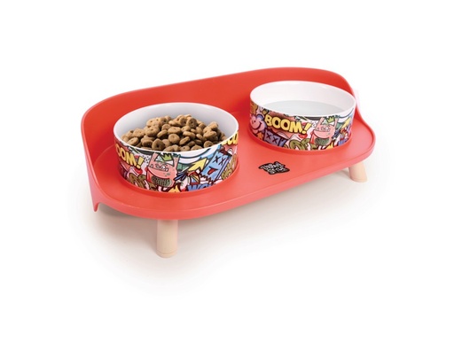 M-pets Altitude Urban Style Double Raised Pet Bowl Multicolour