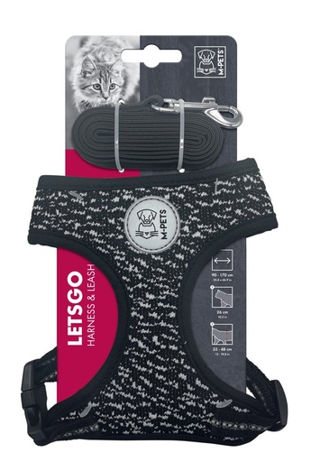 M-pets Letsgo Cat Harness & Leash Set - Black