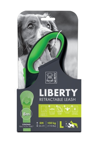 M-pets Liberty Dog Retractable Leash Blue - L / Green
