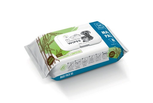 M-pets Pet Cleaning Wipes Bamboo - Maxi Pack 20 X 15cm - 80 Pcs