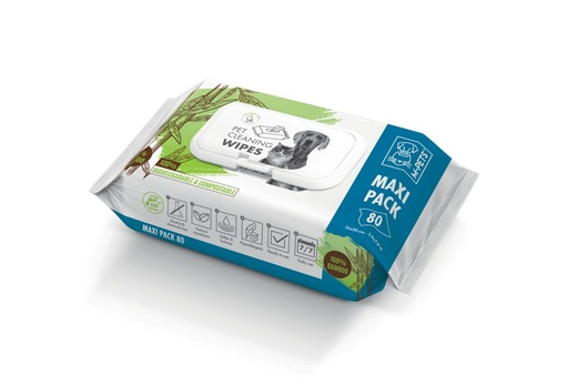 M-pets Pet Cleaning Wipes Bamboo - Maxi Pack 20 X 15cm - 80 Pcs