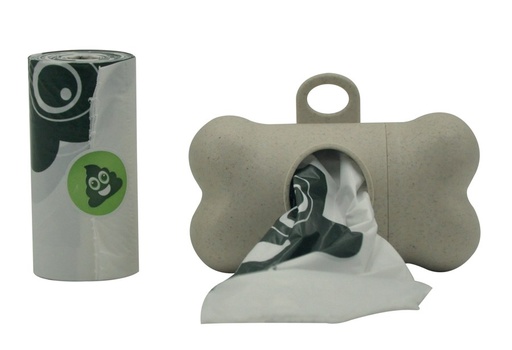 M-pets Poo Bamboo Waste Bag Dispenser With Natural Vegetable Base Waste Bags