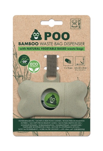 M-pets Poo Bamboo Waste Bag Dispenser With Natural Vegetable Base Waste Bags