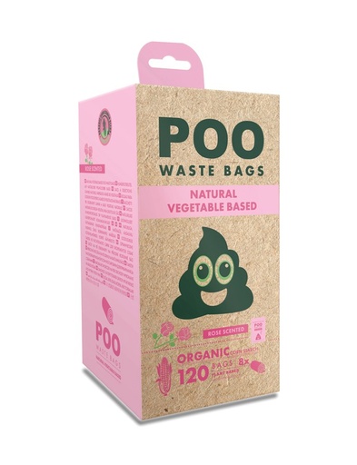 M-pets Poo Dog Waste Bags (120 Bags) - Rose Scented