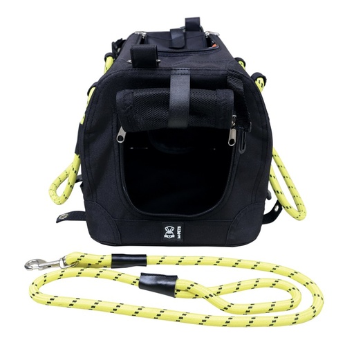 M-pets Remix Travel Carrier 2 In 1 With Leash/shoulder Belt - Black & Yellow