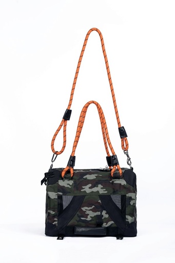 M-pets Remix Travel Carrier 2 In 1 With Leash/shoulder Belt - Camouflage & Orange