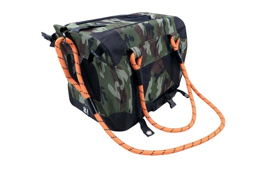M-pets Remix Travel Carrier 2 In 1 With Leash/shoulder Belt - Camouflage & Orange