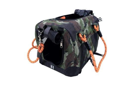 M-pets Remix Travel Carrier 2 In 1 With Leash/shoulder Belt - Camouflage & Orange
