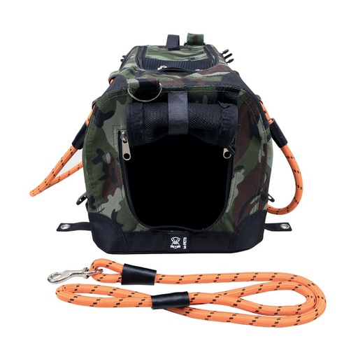 M-pets Remix Travel Carrier 2 In 1 With Leash/shoulder Belt - Camouflage & Orange