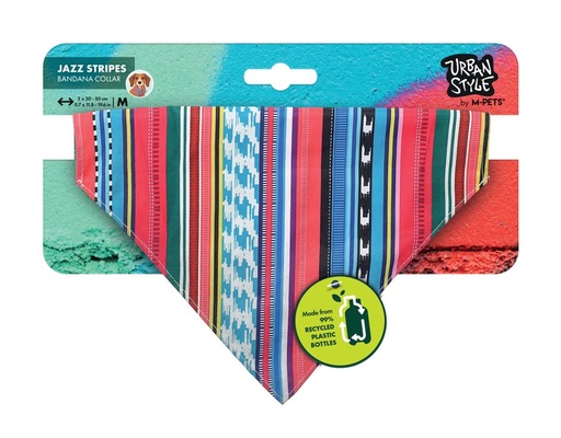 M-pets Urban Style Jazz Strips Bandana Collar M