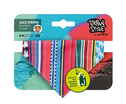 M-pets Urban Style Jazz Strips Bandana Collar Xs