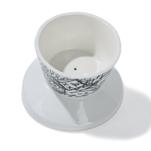 M-pets Urbanstyle Tilt'd Raised Ceramic Bowl Black & White - S