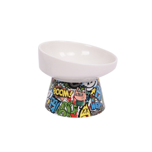 M-pets Urbanstyle Tilt'd Raised Ceramic Bowl Multicolour - L